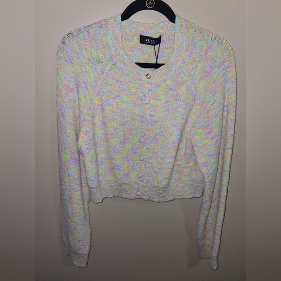 Akira Yellow Cropped Cardigan Sweater - Picture 6 of 9